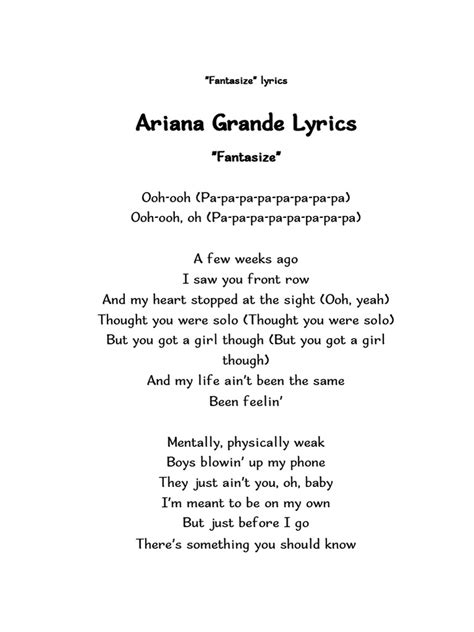 fantasize lyrics ariana grande|Ariana Grande